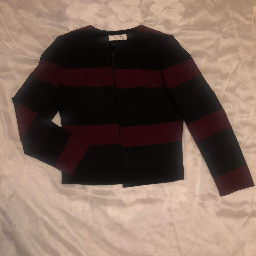 Tahari Black and Purple Styled Blazer